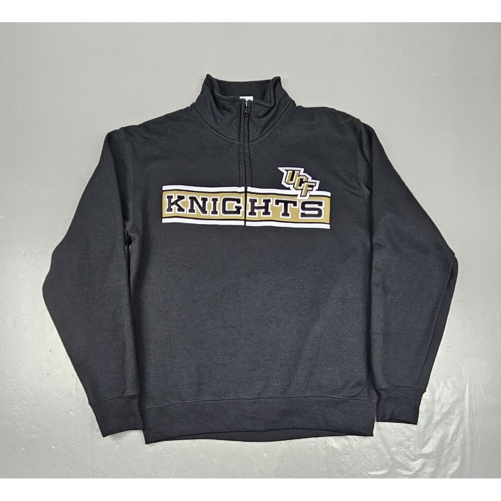 Champion UCF Knights Sweatshirt Mens Medium Black Qt Zip Embroidered Logo